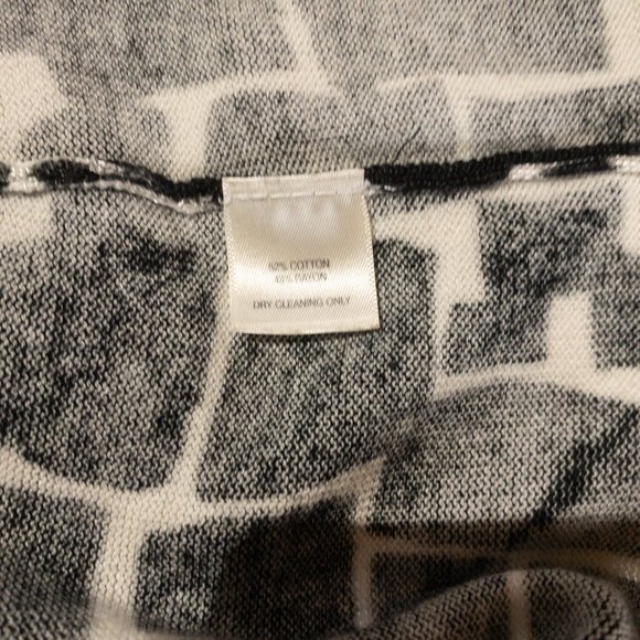 White House Black Market Sweater Dress Black White Geometric 3/4 Sleeve Small - Picture 11 of 11